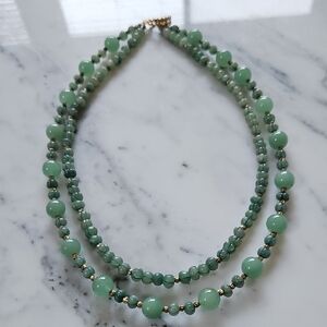 Green Aventurine Double Stranded Beaded Necklace Vintage